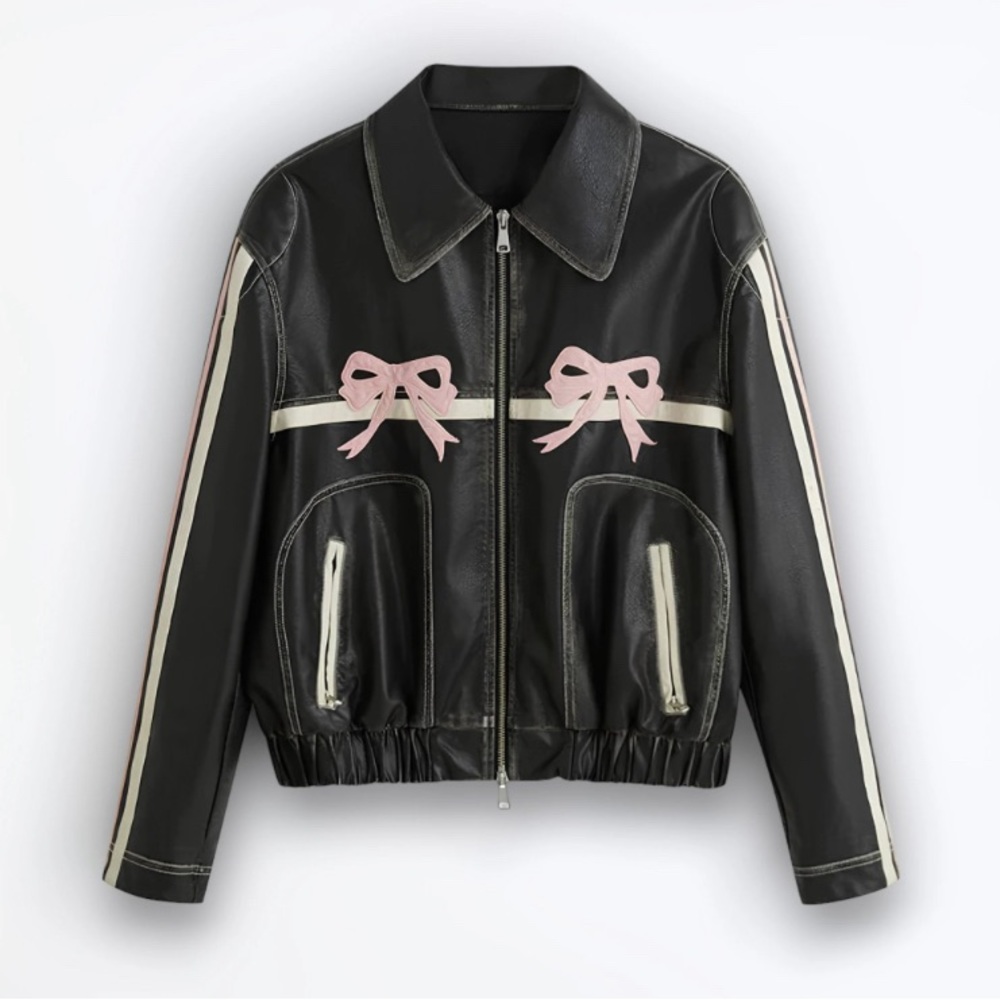 Pink Bow Leather Jacket